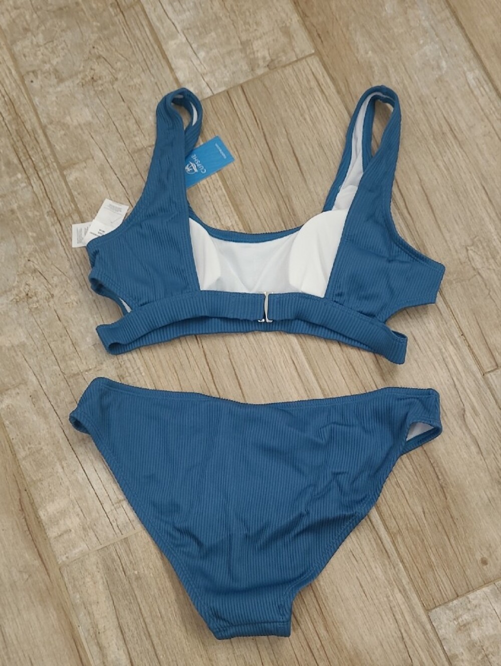 Cupshe Blue Ribbed Bikini Set - Picture 4 of 5